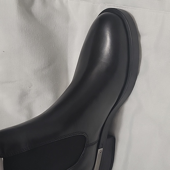 Black Heeled Ankle Boots With Silver Trim At Heel Ankle For Womens - Picture 8 of 8